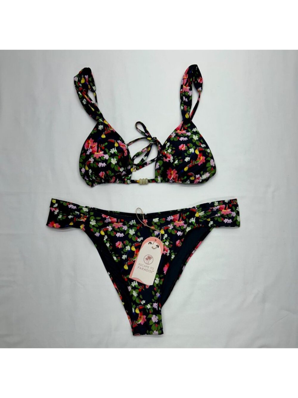 Bikini Swim Suite L NWT Navy Floral By Escape To Paradise Designed In Australia